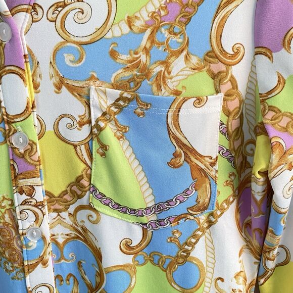 Julia by Love J Shirt Dress Womens Size Large Button Up Baroque Versailles Print - Picture 3 of 6